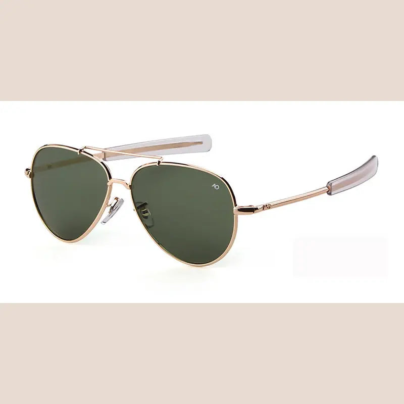 R&z - Men’s Fashion Sunglasses with Glass Lenses - Golden frame green sheet / C4