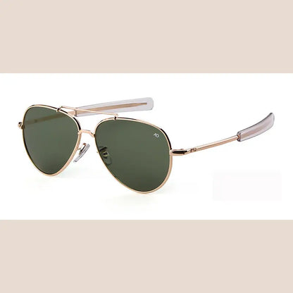R&amp;z - Men’s Fashion Sunglasses with Glass Lenses - Golden frame green sheet / C4