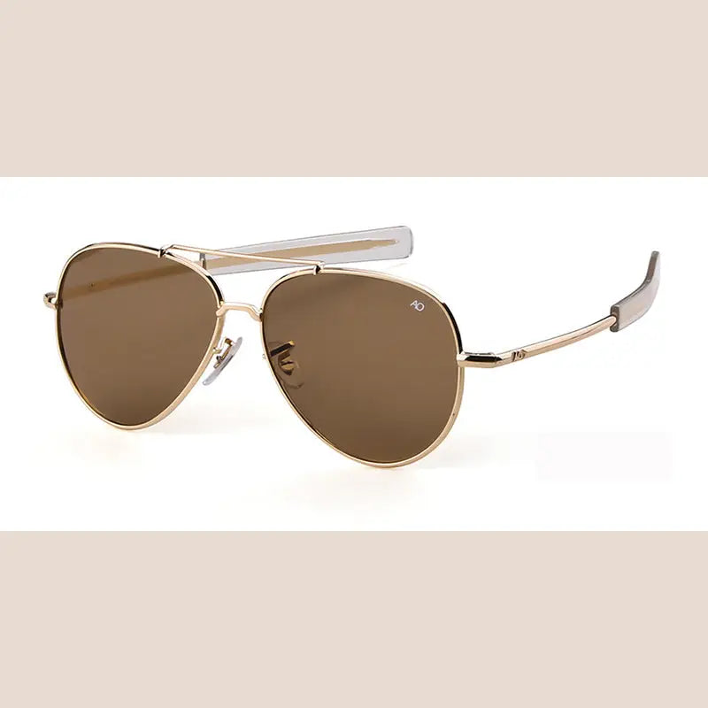 R&z - Men’s Fashion Sunglasses with Glass Lenses - Golden Frame Tea Slices / C2