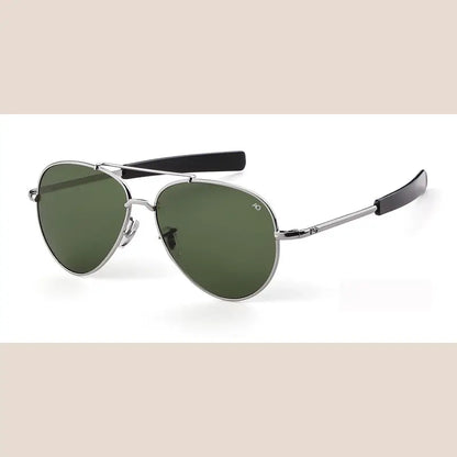 R&amp;z - Men’s Fashion Sunglasses with Glass Lenses - Silver framed green sheet / C1