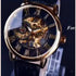 R&Z - Men’s Hollow Design Mechanical Watch - Black belt, black face, gold lettering - Executive Watches