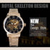 R&Z - Men’s Hollow Design Mechanical Watch - Black belt, white surface, gold lettering - Executive Watches