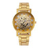 R&Z men’s gold-toned hollow mechanical watch with exposed gears roman numerals and steel band