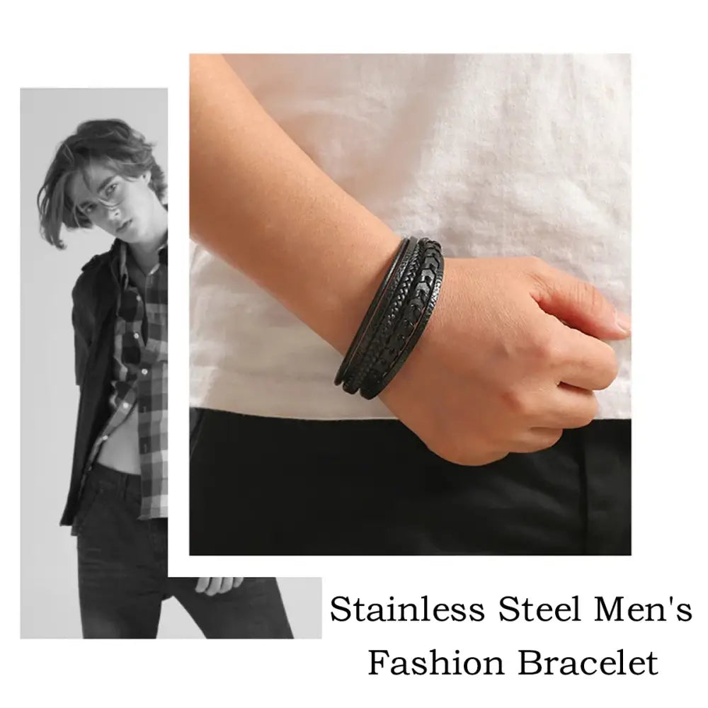 R&Z - Men’s Multi Layer Vintage Leather Bracelet