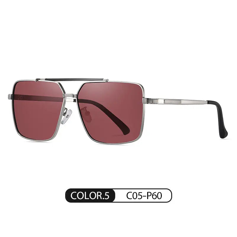 R&z - Men’s Polarized Driving Sunglasses (R&z brand - Bright Silver Marine Red C05-P60 / 61-13-145