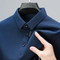 R&z - Men’s Waffle Long Sleeved POLO Shirt with Letter Printed Lapel Casual Top - Dress Shirt