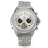 R&Z multifunctional calendar men’s automatic mechanical watch with silver tone, white dial, black subdials, and exposed movement