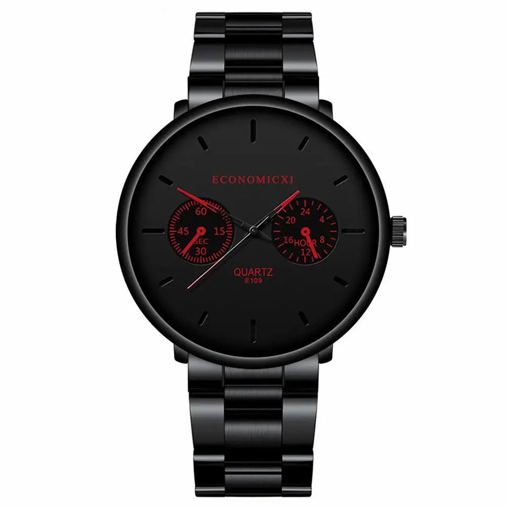 R&Z - Multifunctional Men’s Sports Watch with Steel Strap - Red - Executive Watches