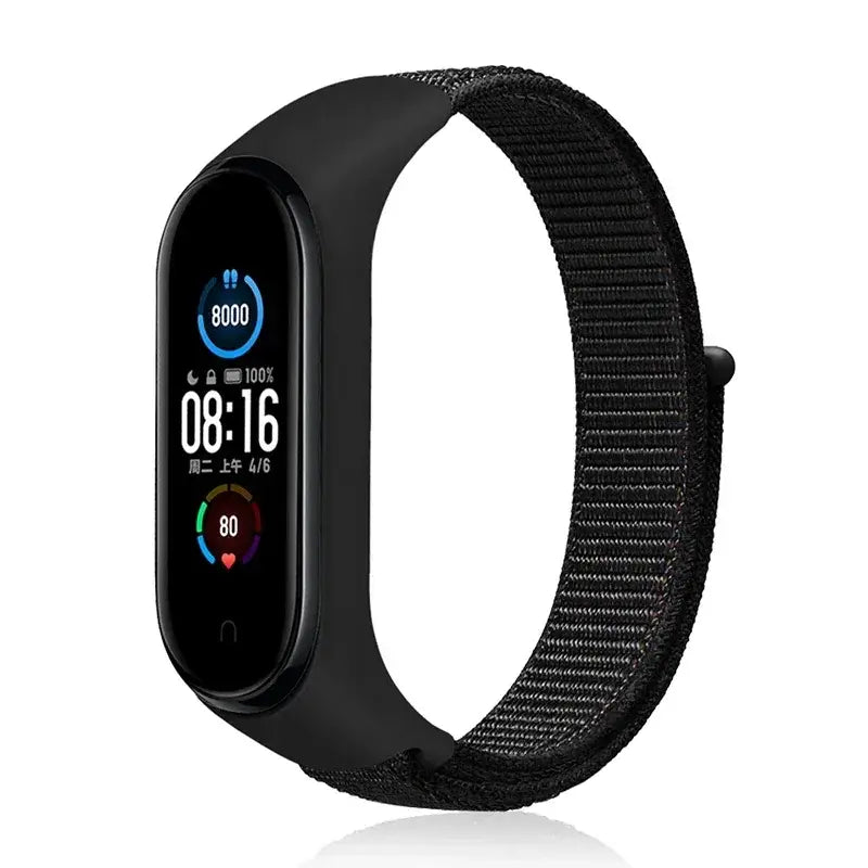 R&Z Nylon Loop Strap For Mi Band - black 10 / For Mi band 4 3