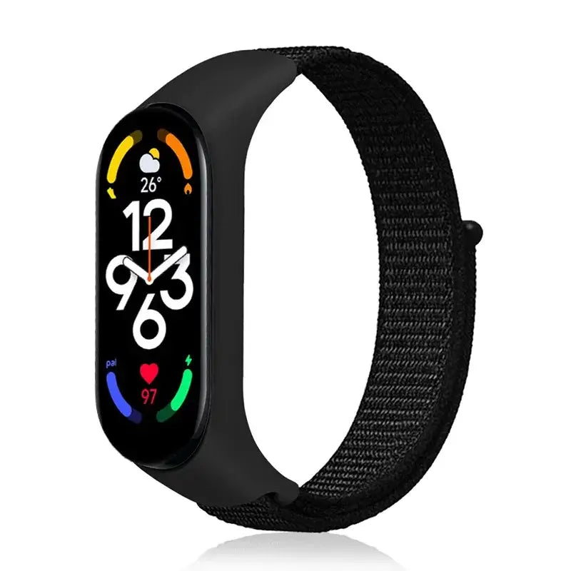R&Z Nylon Loop Strap For Mi Band - dark black 12 / For Mi band 4 3