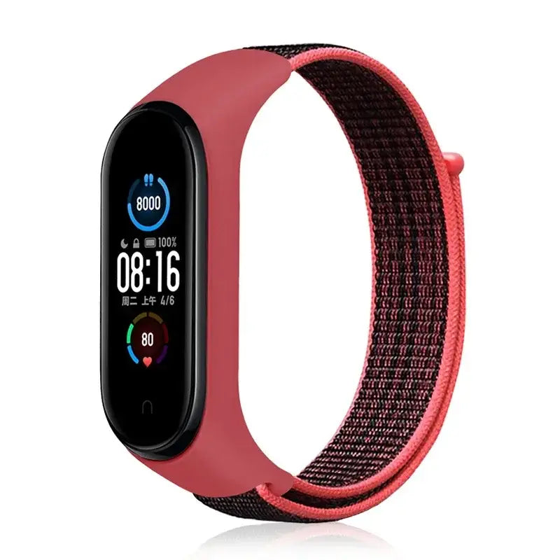 R&Z Nylon Loop Strap For Mi Band - red black 13 / For Mi band 4 3