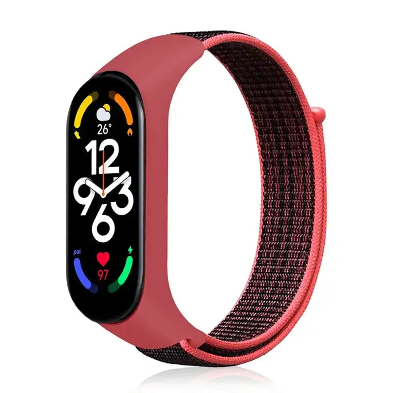 R&Z Nylon Loop Strap For Mi Band - red black 13 / For Mi band 7 6 5