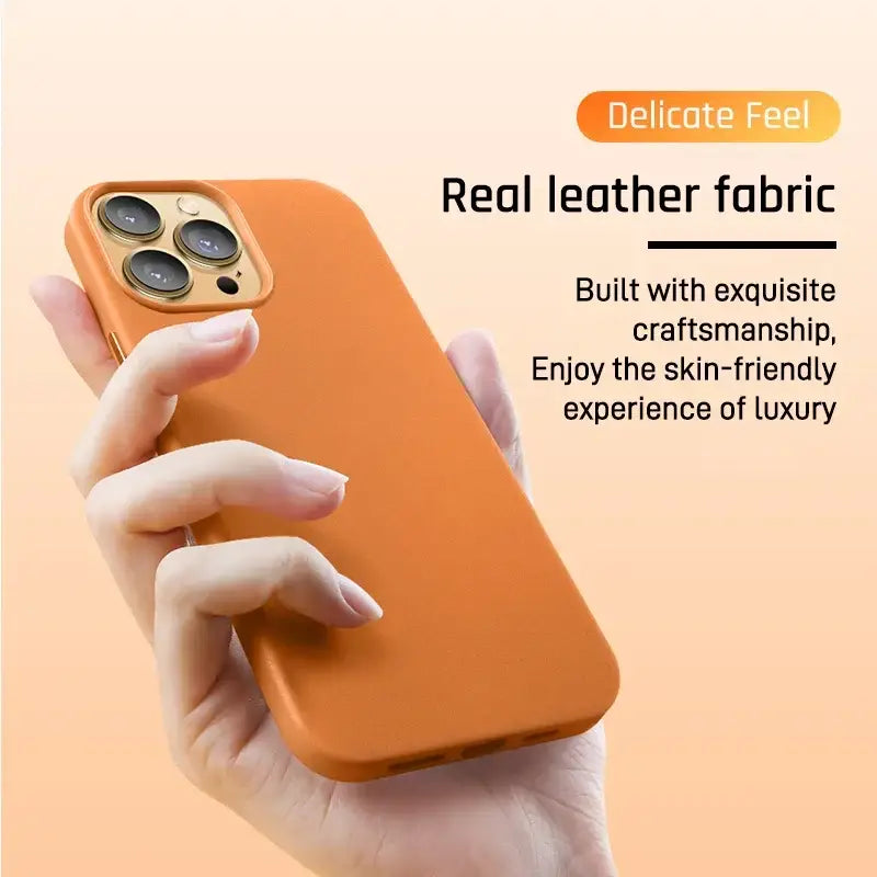 R&z - Original Leather Wireless Charging Animation Cases for iPhone 16 15 14 13 Pro Max Magsafe Phone Case Magnetic