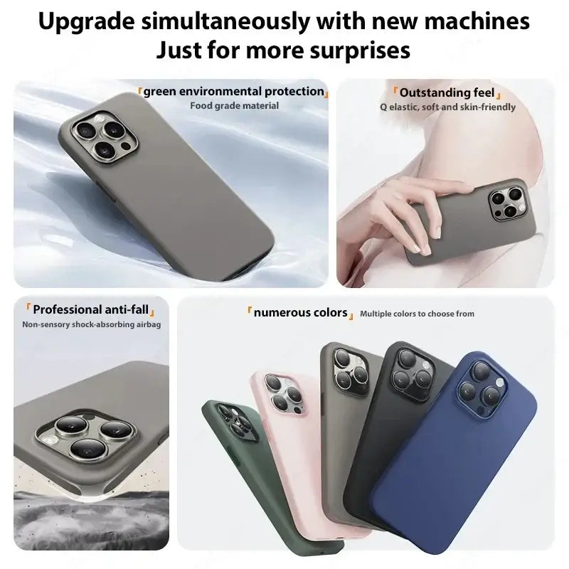 R&z - Original Liquid Silicone Case For iPhone 13 12 11 14 15 16 Pro Max Plus Official Case Bumper Protective Cover