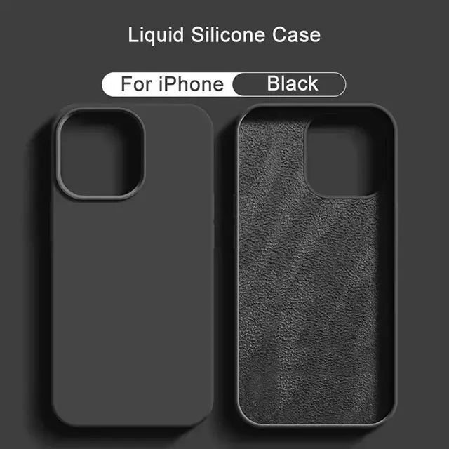 R&z - Original Liquid Silicone Case For iPhone 13 12 11 14 15 16 Pro Max Plus Official Case Bumper Protective Cover