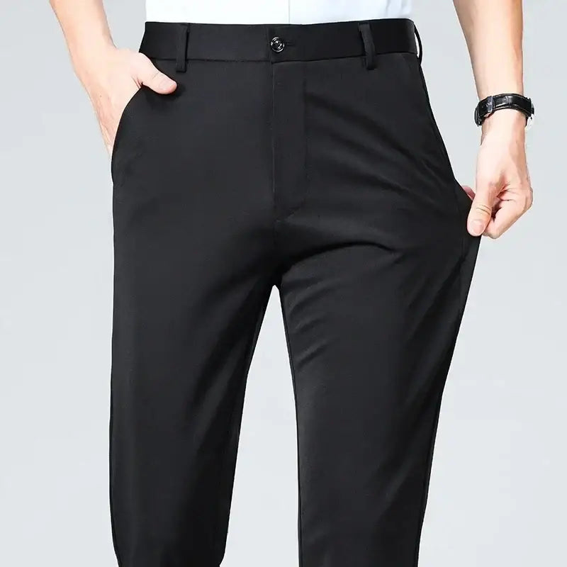 R&z - Pants Business Solid Casual Straight Leg Trouser Men Dress - Black / 35 - Men’s Pants