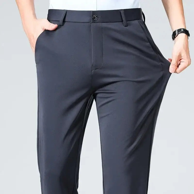 R&z - Pants Business Solid Casual Straight Leg Trouser Men Dress - Dark grey / 29 - Men’s Pants