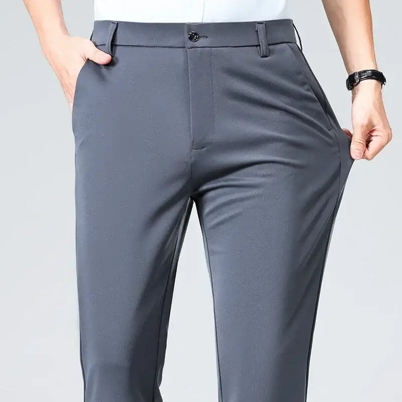 R&z - Pants Business Solid Casual Straight Leg Trouser Men Dress - Grey / 29 - Men’s Pants
