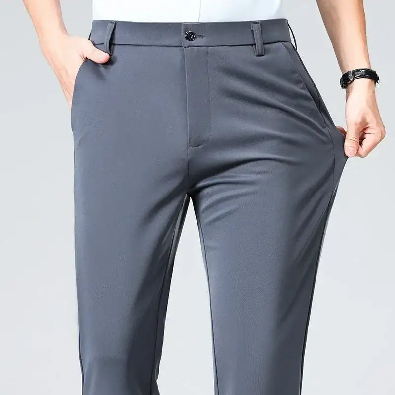 R&z - Pants Business Solid Casual Straight Leg Trouser Men Dress - Grey / 31 - Men’s Pants