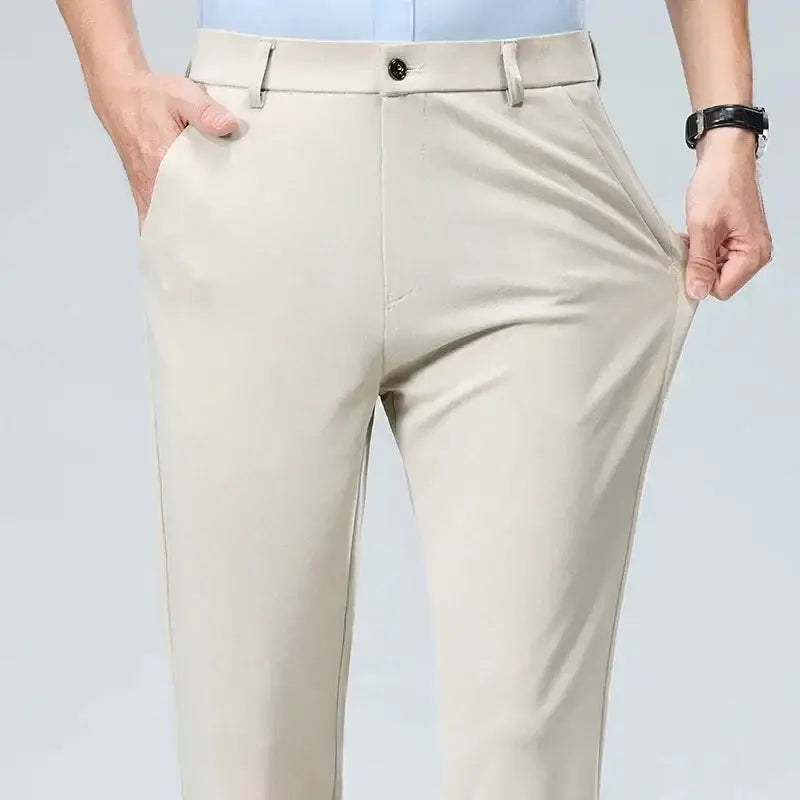 R&z - Pants Business Solid Casual Straight Leg Trouser Men Dress - Men’s Pants