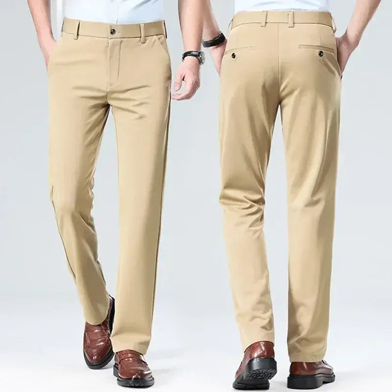 R&z - Pants Business Solid Casual Straight Leg Trouser Men Dress - Men’s Pants