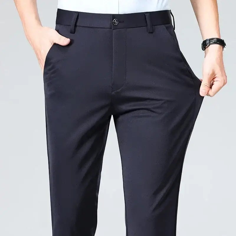 R&z - Pants Business Solid Casual Straight Leg Trouser Men Dress - Navy / 32 - Men’s Pants