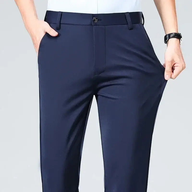 R&z - Pants Business Solid Casual Straight Leg Trouser Men Dress - Royal Blue / 32 - Men’s Pants