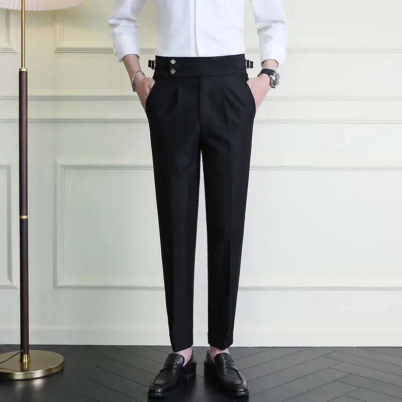 R&z - Pants Fashion Neapolitan Men’s Slim Fit Business Office Social Wedding Trousers - Black / 29 - Men’s Pants