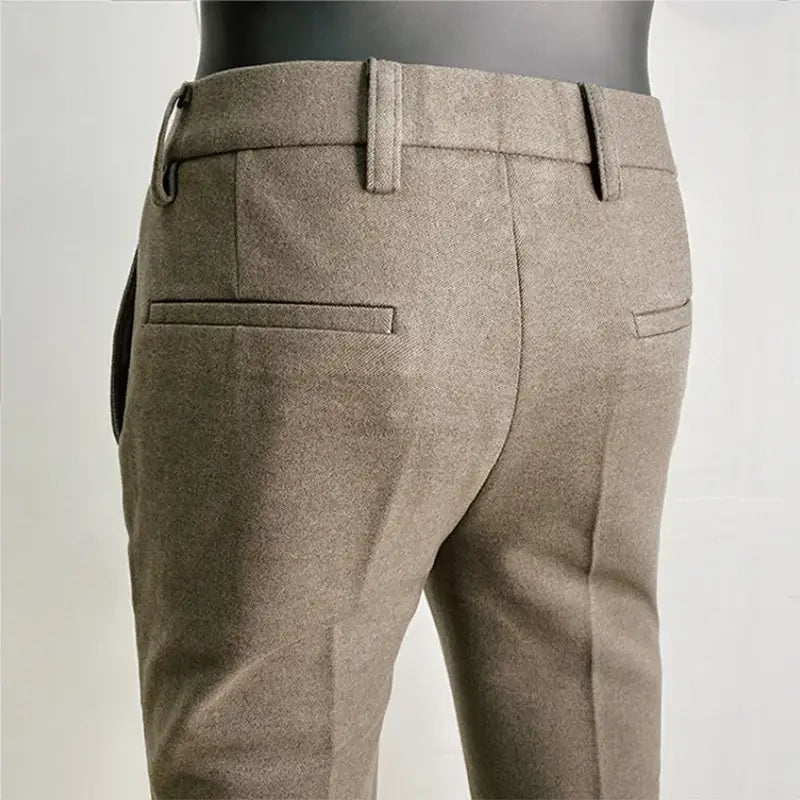 R&z - Pants Men Casual Slim Fit Straight Trousers Formal Business Woolen Cloth Social Office Dress Pants - Men’s Pants