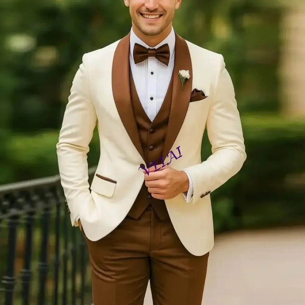 R&z - Party Prom Business Male Tuxedos 3 Piece Set Blazer Vest P - Picture style1 / XL - Executive Business Wear
