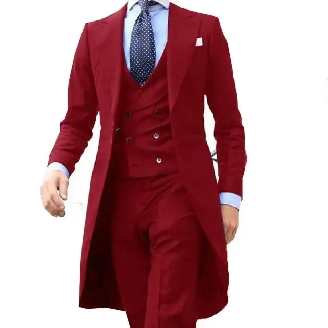 R&z - Party Prom Business Male Tuxedos 3 Piece Set Blazer Vest P - Picture style3 / M - Executive Business Wear