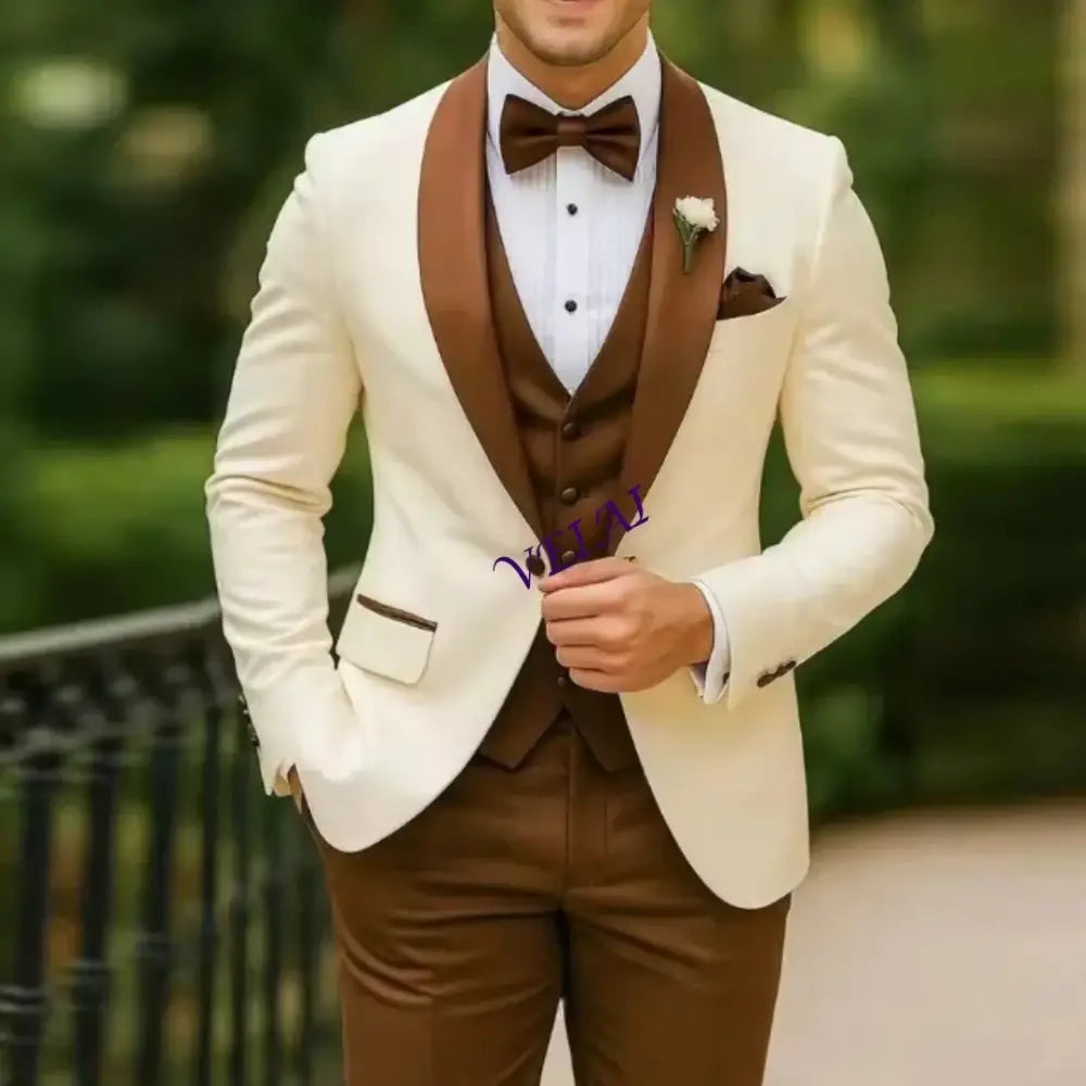 R&z - Party Prom Business Male Tuxedos 3 Piece Set Blazer Vest P - Executive Business Wear
