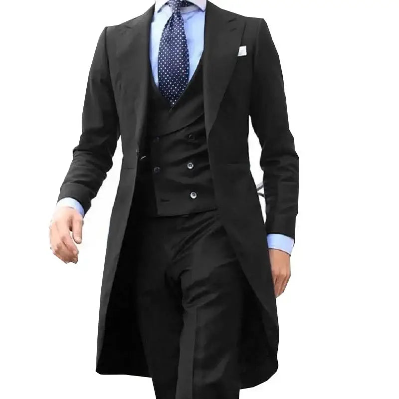 R&z - Party Prom Business Male Tuxedos 3 Piece Set Blazer Vest P - Picture style11 / M - Executive Business Wear