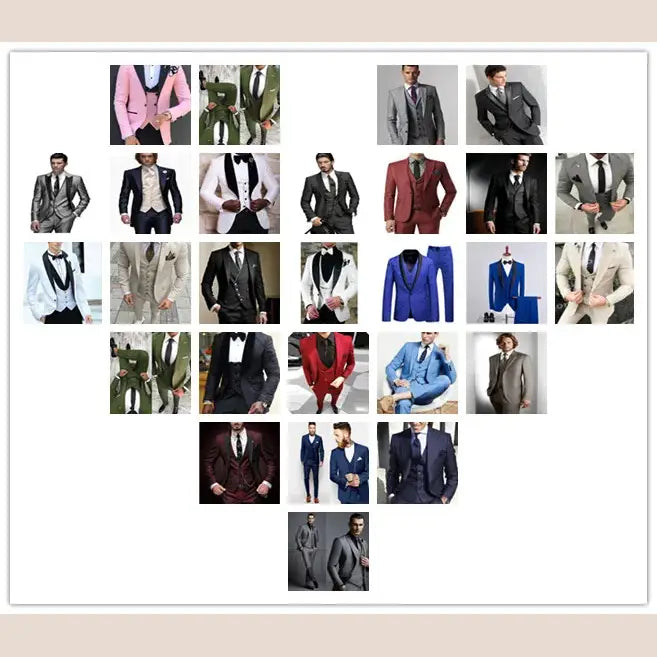 R&z - Party Prom Business Male Tuxedos 3 Piece Set Blazer Vest P - Executive Business Wear