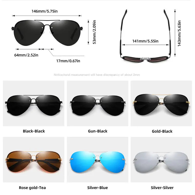 R&z - Polarized Classic Rimless Sunglasses
