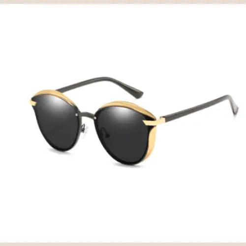 R&z - Polarized Round Retro Sunglasses for Women - Black