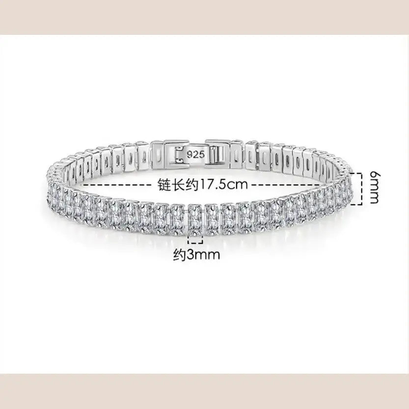 R&Z - Radiant Cut Moissanite Tennis Bracelet 100% S925 Silver Lab Diamond - Variant