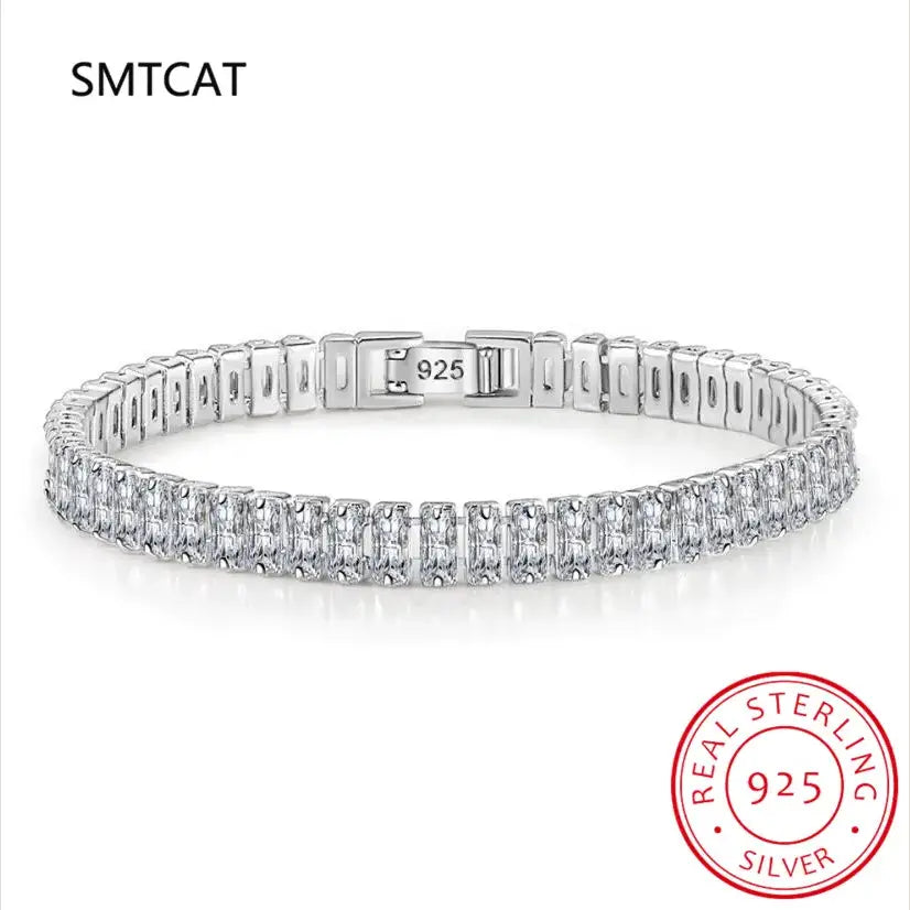 R&Z - Radiant Cut Moissanite Tennis Bracelet 100% S925 Silver Lab Diamond - Variant