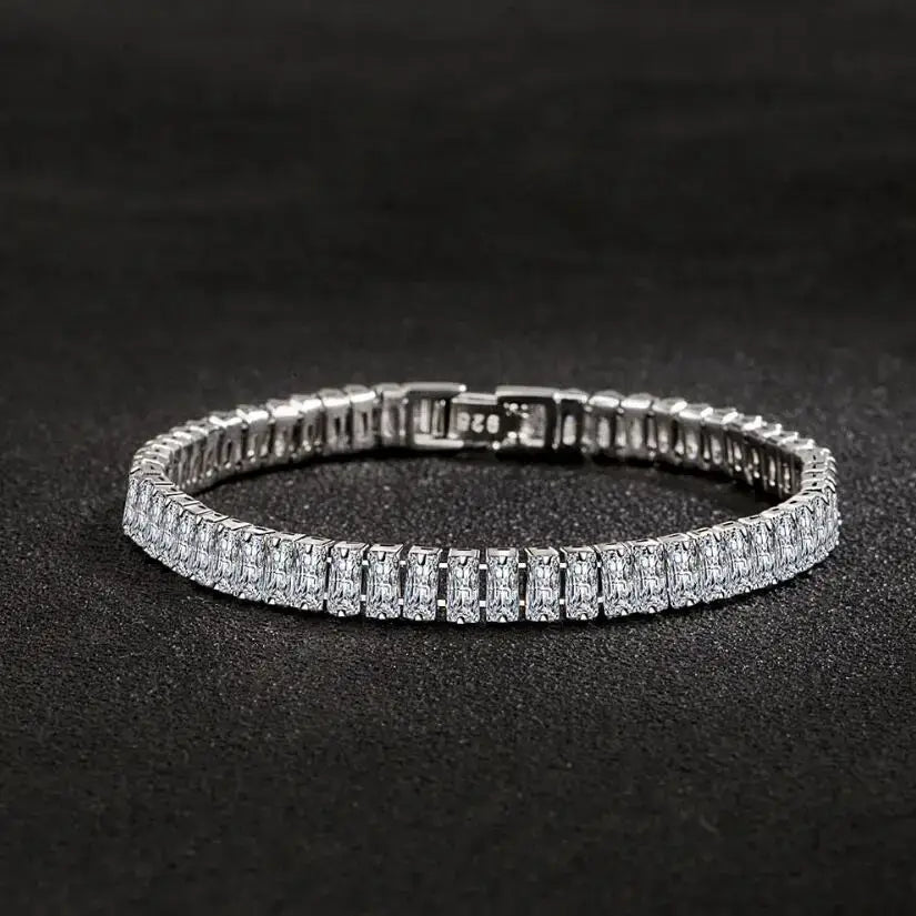 R&Z - Radiant Cut Moissanite Tennis Bracelet 100% S925 Silver Lab Diamond - Variant