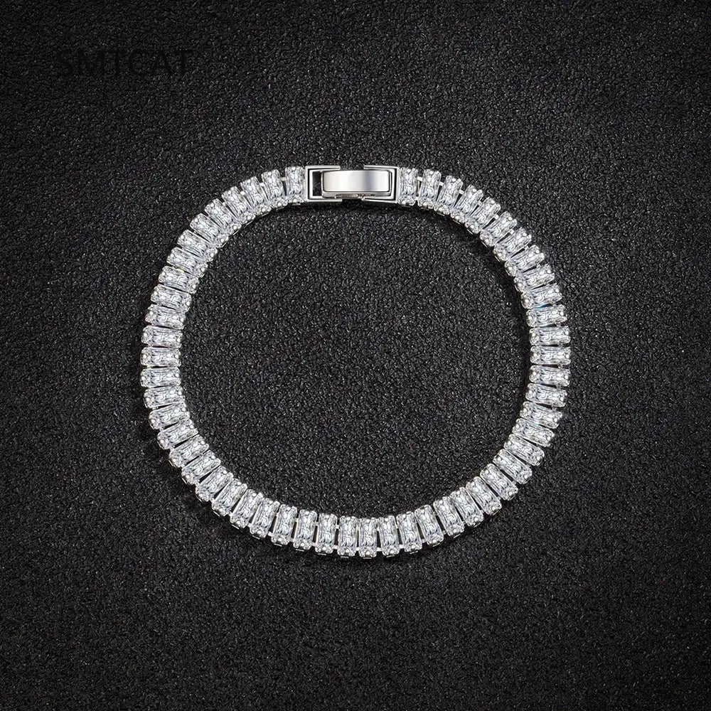 R&Z - Radiant Cut Moissanite Tennis Bracelet 100% S925 Silver Lab Diamond - Variant