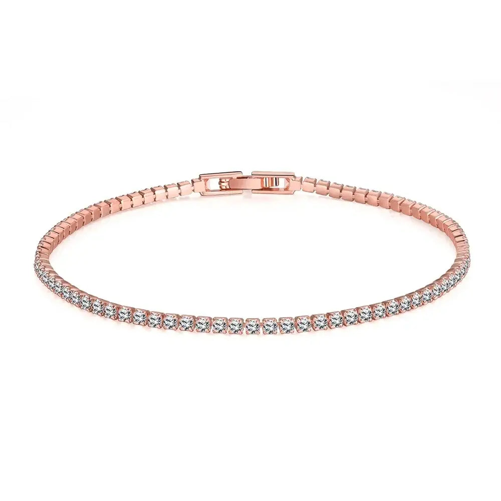 R&Z - Real 3MM D VVS Moissanite Tennis Bracelet - 2MM Rose