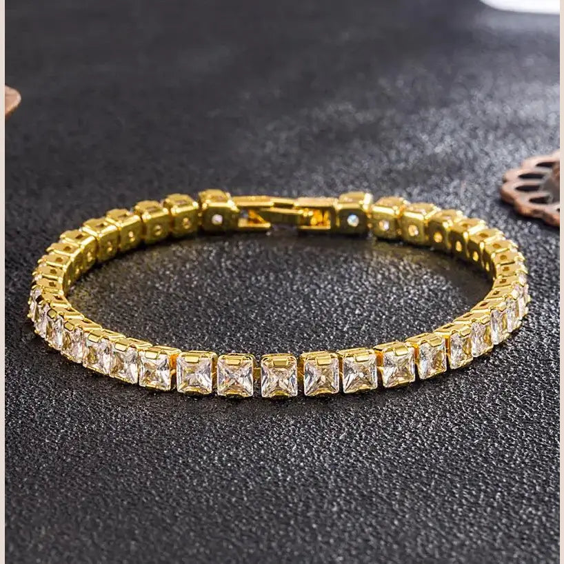 R&Z - Real 3MM D VVS Moissanite Tennis Bracelet - 5MM Gold