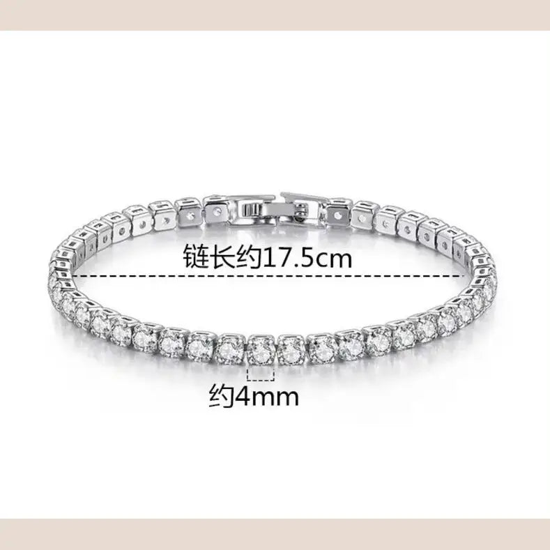 R&Z - Real 3MM D VVS Moissanite Tennis Bracelet