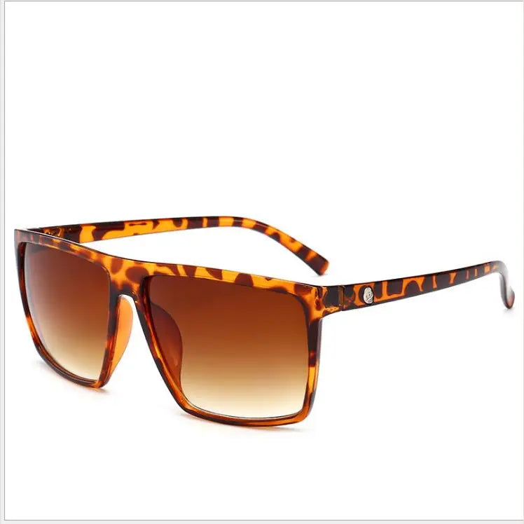 R&Z - Retro Square Skull Sunglasses for Couples - Bean Flower Frame Tea Slices