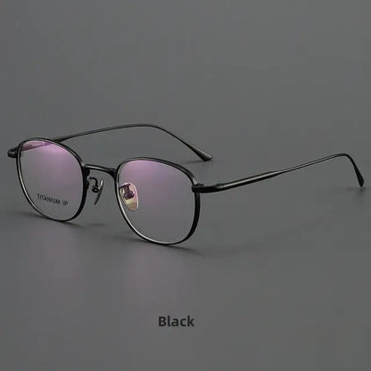 R&amp;z - Round Pure Titanium Mens Glasses Frame - Black