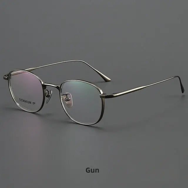 R&z - Round Pure Titanium Mens Glasses Frame - Khaki
