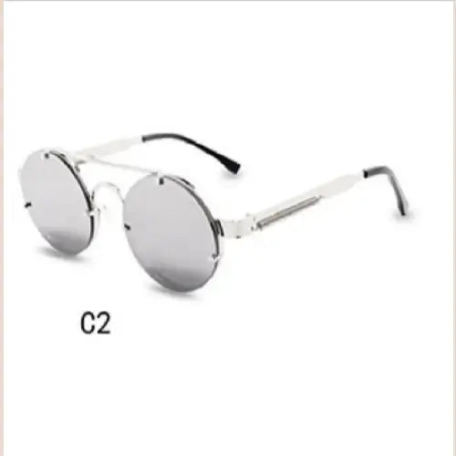 R&z - Round Steampunk Sunglasses - Silver silver