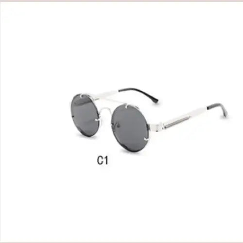 R&z - Round Steampunk Sunglasses - Silver grey