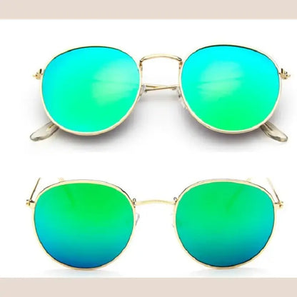 R&amp;z - Round Sunglasses for All Occasions - Gold + Green