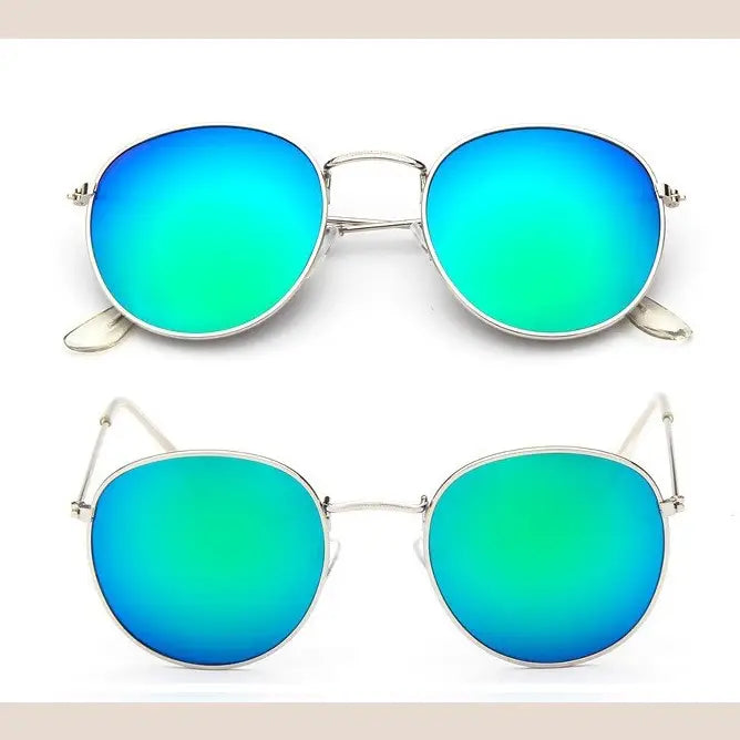 R&z - Round Sunglasses for All Occasions - Silver + Green